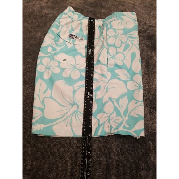 Trunks surf & Swim Co. Mens Turquoise Floral Swim Trunks Size XL - Picture 8 of 8
